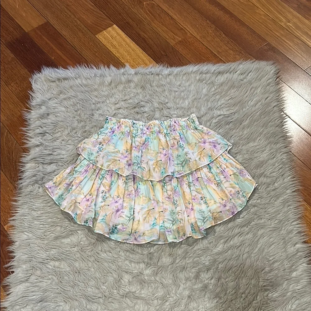 Loveshackfancy lago di‎ como floral print ruffle cotton skirt